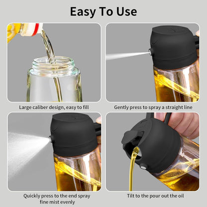 2-in-1 Glass Oil Dispenser & Sprayer for Cooking, 500ml